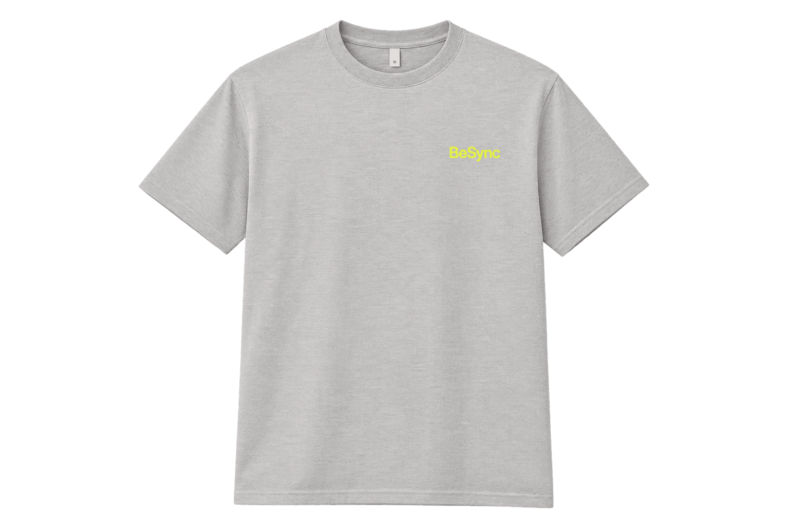 Heather grey T-shirt with the neon yellow BeSync logo on the chest